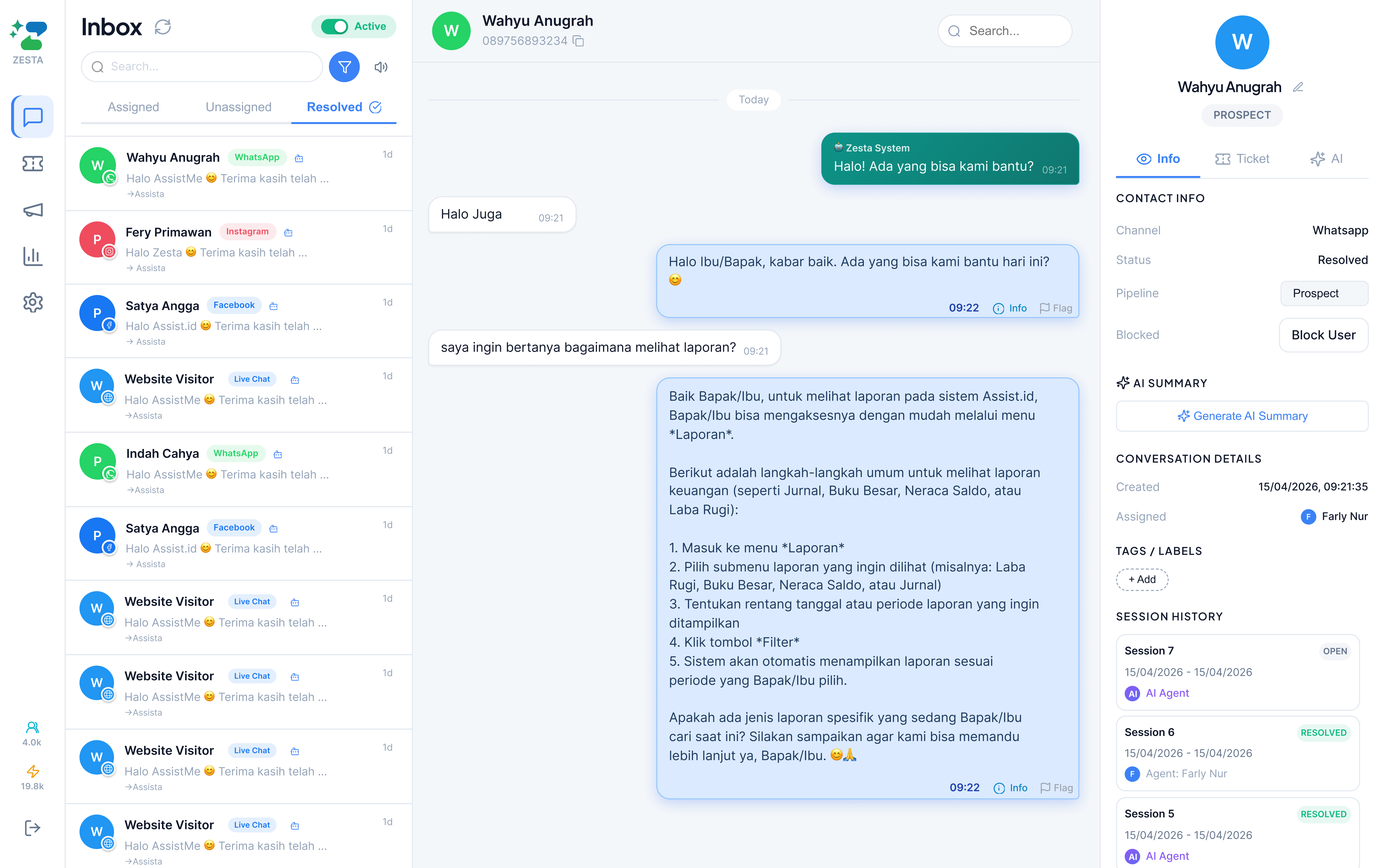 Zesta Dashboard Mockup